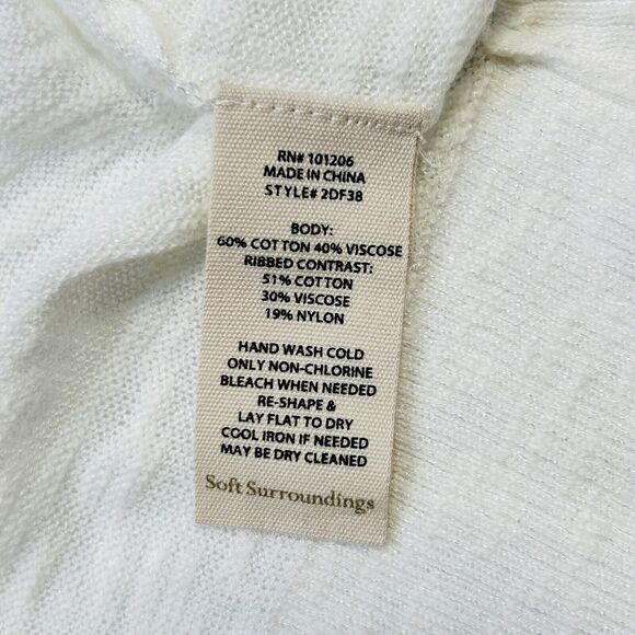 Soft Surroundings Playa Bonita Cardigan Women Med Ivory Sweater Open Front 2DF38 - Picture 7 of 12